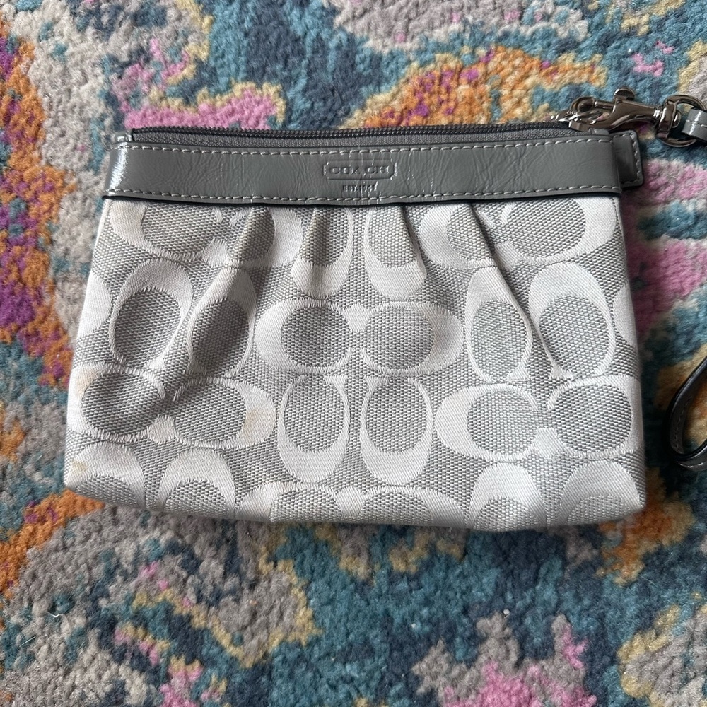 Coach Gray Signature Wristlet